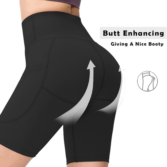 Women's Black High-Waisted Bikers Shorts - Picture 3 of 12